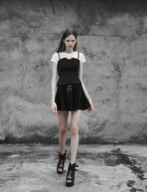  Multi-piece Chiffon Cool Safety Trousers Half Skirt Punk Rave OPQ-396BQF/BK -  