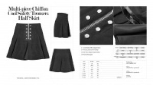  Multi-piece Chiffon Cool Safety Trousers Half Skirt Punk Rave OPQ-396BQF/BK -  