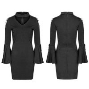 V Collar Roping Flare Sleeve Tight Hip Dress Punk Rave OPQ-403LQF/BK /   / -  