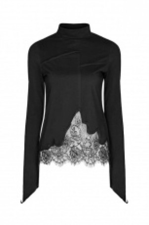  Goth Lace Irregular Hollow-out Long Sleeve T-shirt -  1