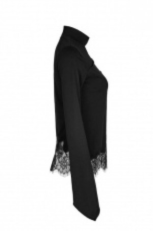  Goth Lace Irregular Hollow-out Long Sleeve T-shirt -  2