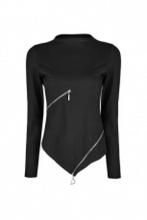  Goth Slim zipper Decoration T-shirt -  1