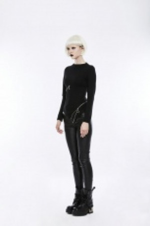  Goth Slim zipper Decoration T-shirt -  4