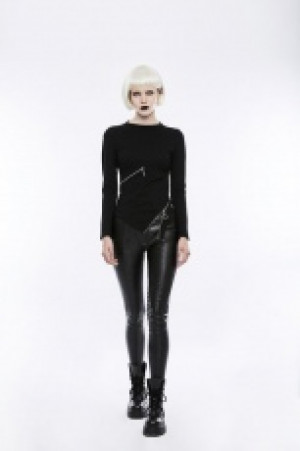  Goth Slim zipper Decoration T-shirt -  6