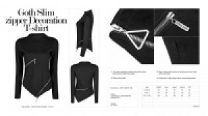  Goth Slim zipper Decoration T-shirt -  8