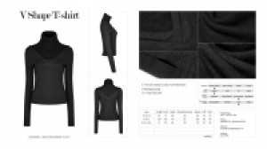  V Shape T-shirt Punk Rave OPT-182TCF/BK -  