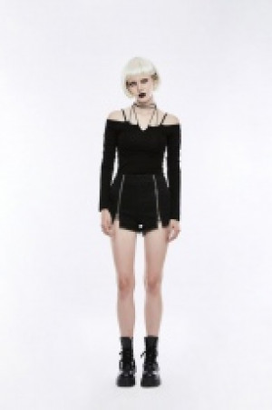 T Tie the rope strapless long sleeve bottoming shirts Punk Rave OPT-190TCF/BK -  