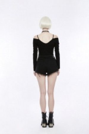  T Tie the rope strapless long sleeve bottoming shirts Punk Rave OPT-190TCF/BK -  