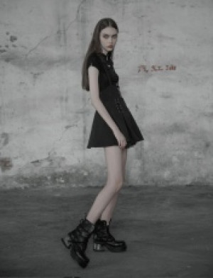  Short Tight Knit T-shirt Punk Rave OPT-220TDF/BK -  