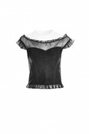  Off Shoulder Lace Tops Punk Rave OPT-221TDF/BK -  