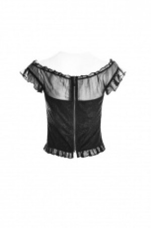  Off Shoulder Lace Tops Punk Rave OPT-221TDF/BK -  