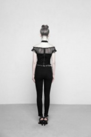  Off Shoulder Lace Tops Punk Rave OPT-221TDF/BK -  