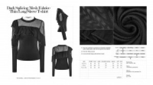  Dark Splicing Mesh Fabrice Thin Long Sleeve T-shirt Punk Rave OPT-223TCF/BK -  