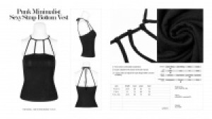  Punk Minimalist Sexy Strap Bottom Vest Punk Rave OPT-224TDF/BK -  