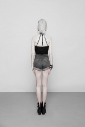  Punk Minimalist Sexy Strap Bottom Vest Punk Rave OPT-224TDF/BK -  
