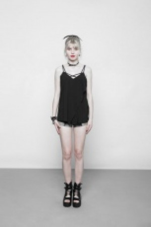  Punk Back Linear design Two Wear Strap Vest Punk Rave OPT-233TDF/BK -  