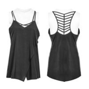  Punk Back Linear design Two Wear Strap Vest Punk Rave OPT-233TDF/BK -  
