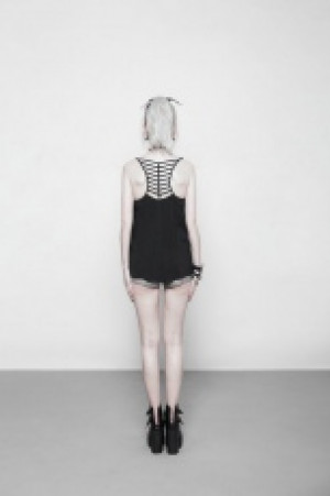  Punk Back Linear design Two Wear Strap Vest Punk Rave OPT-233TDF/BK -  