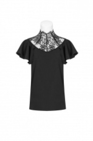  Gothic lace temperament Short Sleeve T-shirt Punk Rave OPT-254TDF/BK -  