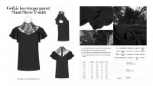  Gothic lace temperament Short Sleeve T-shirt Punk Rave OPT-254TDF/BK -  