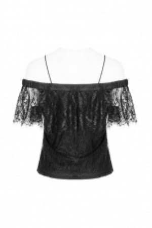  Two Wear Off Shoulder Strap Lace Shirt Punk Rave OPT-255DDF/BK -  