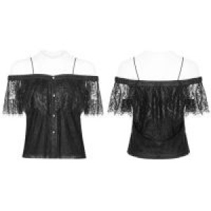  Two Wear Off Shoulder Strap Lace Shirt Punk Rave OPT-255DDF/BK -  