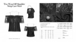  Two Wear Off Shoulder Strap Lace Shirt Punk Rave OPT-255DDF/BK -  