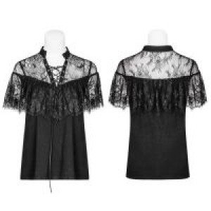  Corns Tied Rope Lotus leaf Lace Shirt Punk Rave OPT-265TDF/BK -  