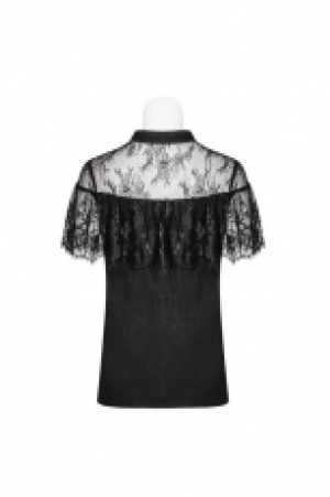  Corns Tied Rope Lotus leaf Lace Shirt Punk Rave OPT-265TDF/BK -  