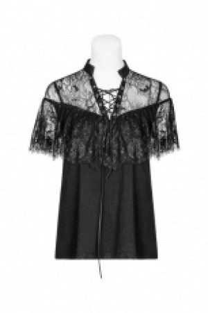  Corns Tied Rope Lotus leaf Lace Shirt Punk Rave OPT-265TDF/BK -  