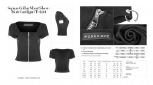  Square Collar Short Sleeve Knit Cardigan T-shirt Punk Rave OPY-317ZDF/BK -  