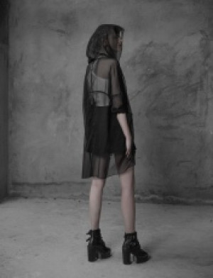  Minimalist Chiffon Coat With Big wizard hat Punk Rave OPY-319XCF/BK -  