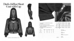  Dark chiffon Short Coat with Cap Punk Rave OPY-320XDF/BK -  