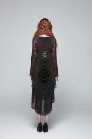  Gothic Goddess Classical Mid-length Dress Punk Rave OQ-388LQF/BK-RD -  