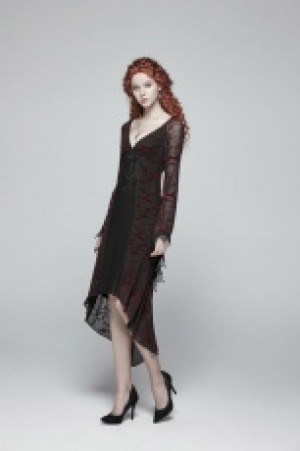 Gothic Goddess Classical Mid-length Dress Punk Rave OQ-388LQF/BK-RD -  
