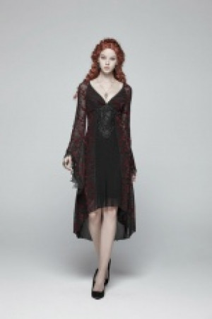  Gothic Goddess Classical Mid-length Dress Punk Rave OQ-388LQF/BK-RD -  