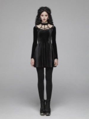  Gothic Daily Velvet Dress Punk Rave OQ-410LQF/BK -  