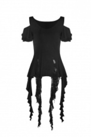  Gothic elegant short sleeves T-shirt Punk Rave OT-499TDF/BK -  