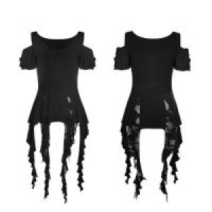  Gothic elegant short sleeves T-shirt Punk Rave OT-499TDF/BK -  