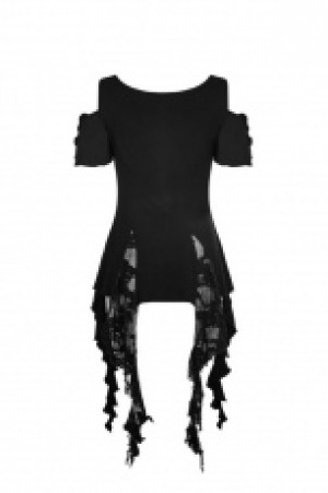  Gothic elegant short sleeves T-shirt Punk Rave OT-499TDF/BK -  