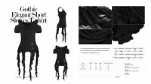  Gothic elegant short sleeves T-shirt Punk Rave OT-499TDF/BK -  