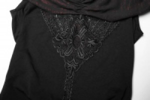  Gothic Off-shoulder Short T-shirt Punk Rave OT-545TDF/BK-RD -  