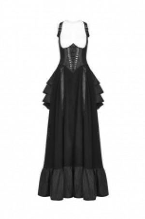  Steampunk Two Wear Long Dress Punk Rave WQ-361LQF/BK-ST -  