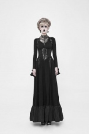  Steampunk Two Wear Long Dress Punk Rave WQ-361LQF/BK-ST -  