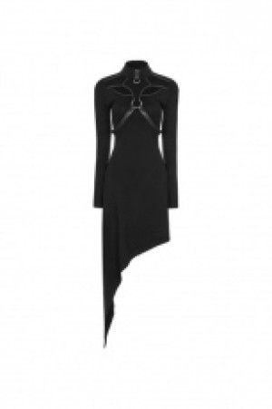  Punk Slant Hem Knit Dress Punk Rave WQ-365LQF/BK -  