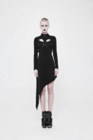  Punk Slant Hem Knit Dress Punk Rave WQ-365LQF/BK -  