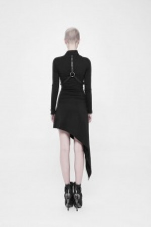  Punk Slant Hem Knit Dress Punk Rave WQ-365LQF/BK -  