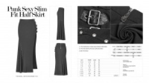  Punk Sexy Slim Fit Half Skirt Punk Rave WQ-373BQF/BK -  