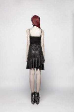  Punk High Waist Stretch Half Skirt Punk Rave WQ-379BQF/BK -  