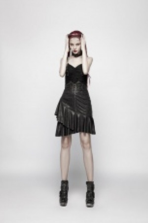  Punk High Waist Stretch Half Skirt Punk Rave WQ-379BQF/BK -  